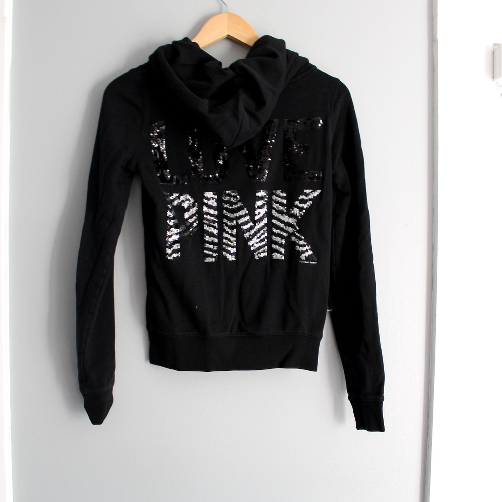 Victoria's Secret PINK Sequin Back Zip Up Sweater